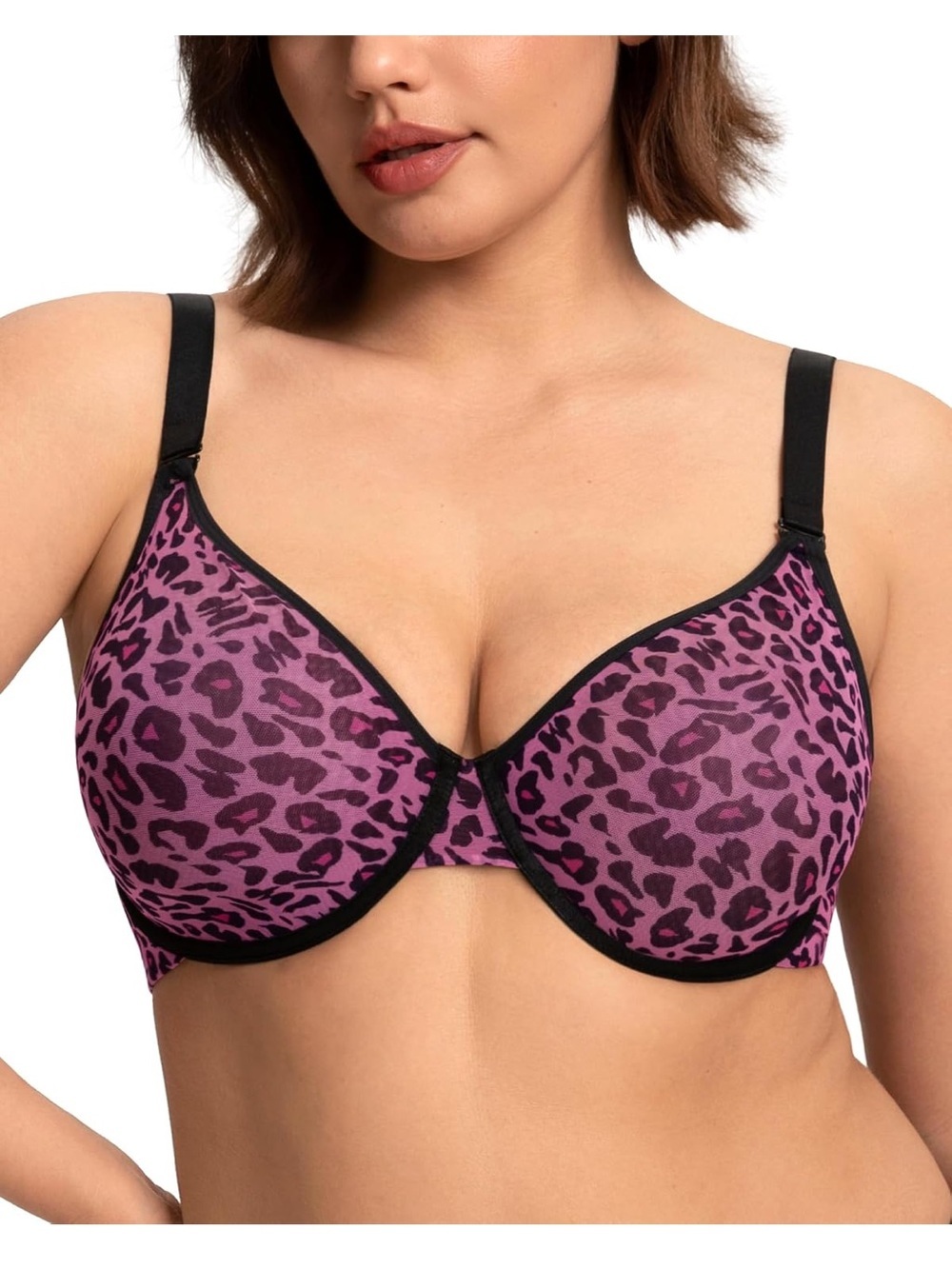 Full Coverage Underwire Unlined Leopard Mesh Convertible 36C. 1910/bb2-1